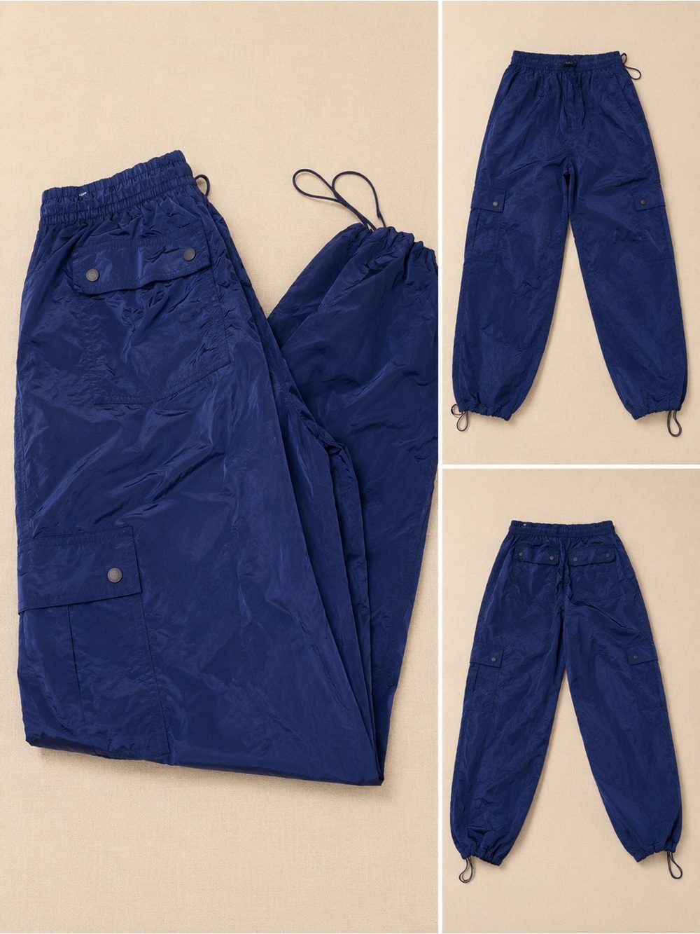 PINK Victoria’s Secret Blue Parachute Cargo Joggers Medium